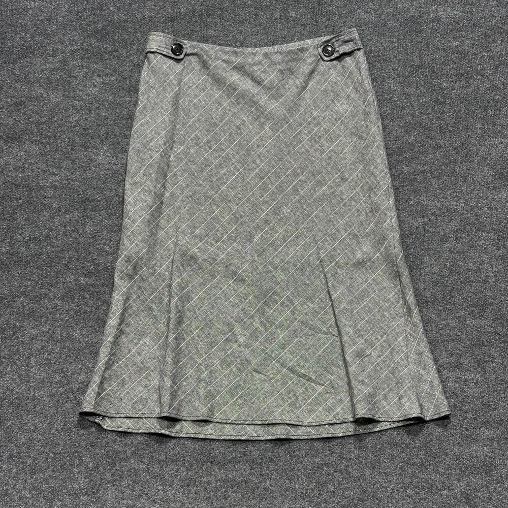 Julie Mitchell Skirt Womens XL Gray Stripe A-Line Midi Twill Lined Workwear